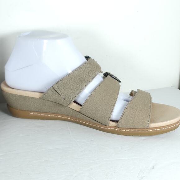 Dansko Women's Allyson EU40 US9-9,5 Taupe Textured Nubuck Leather Slide Sandals - Picture 6 of 16